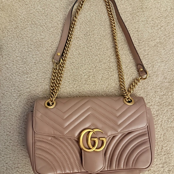 Taupe GUCCI Matelasse Medium GG Marmont Shoulder Bag - Picture 3 of 13